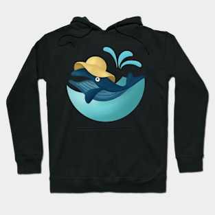 Whale in Summer Hat Hoodie